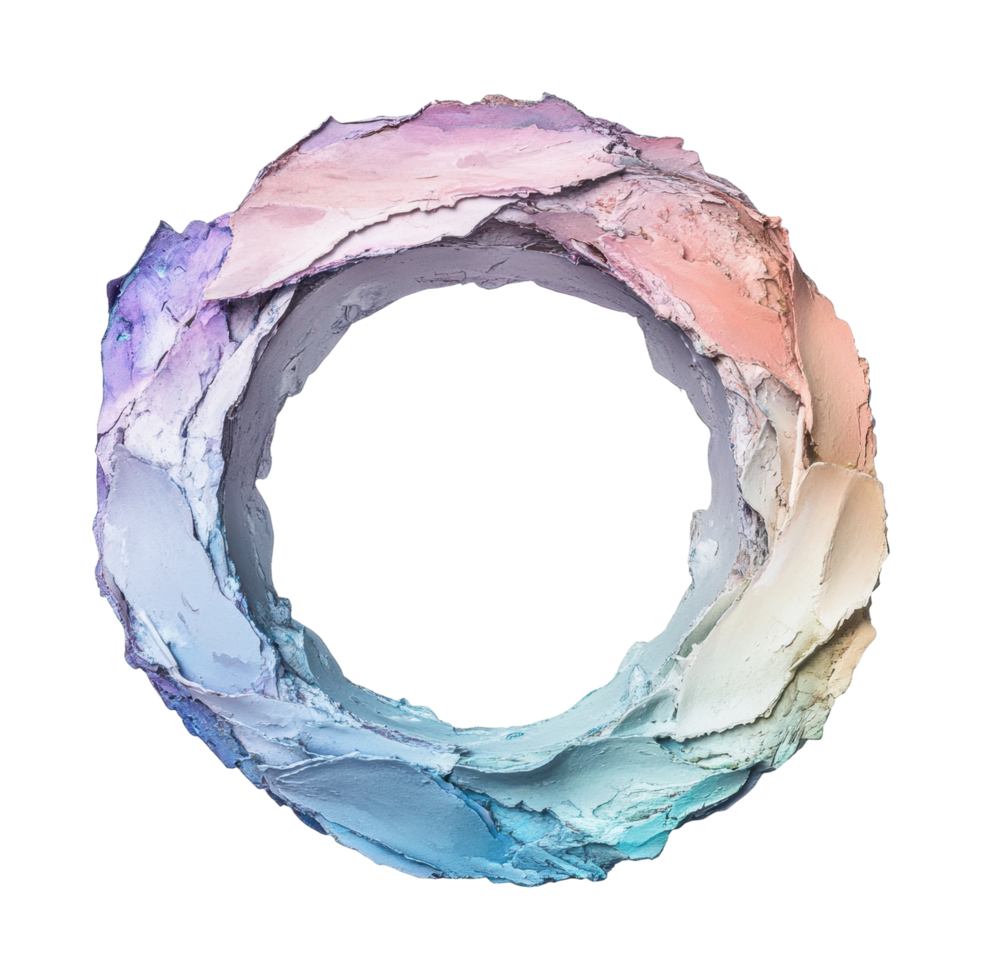 Colorful textured circular abstract art with layered design png