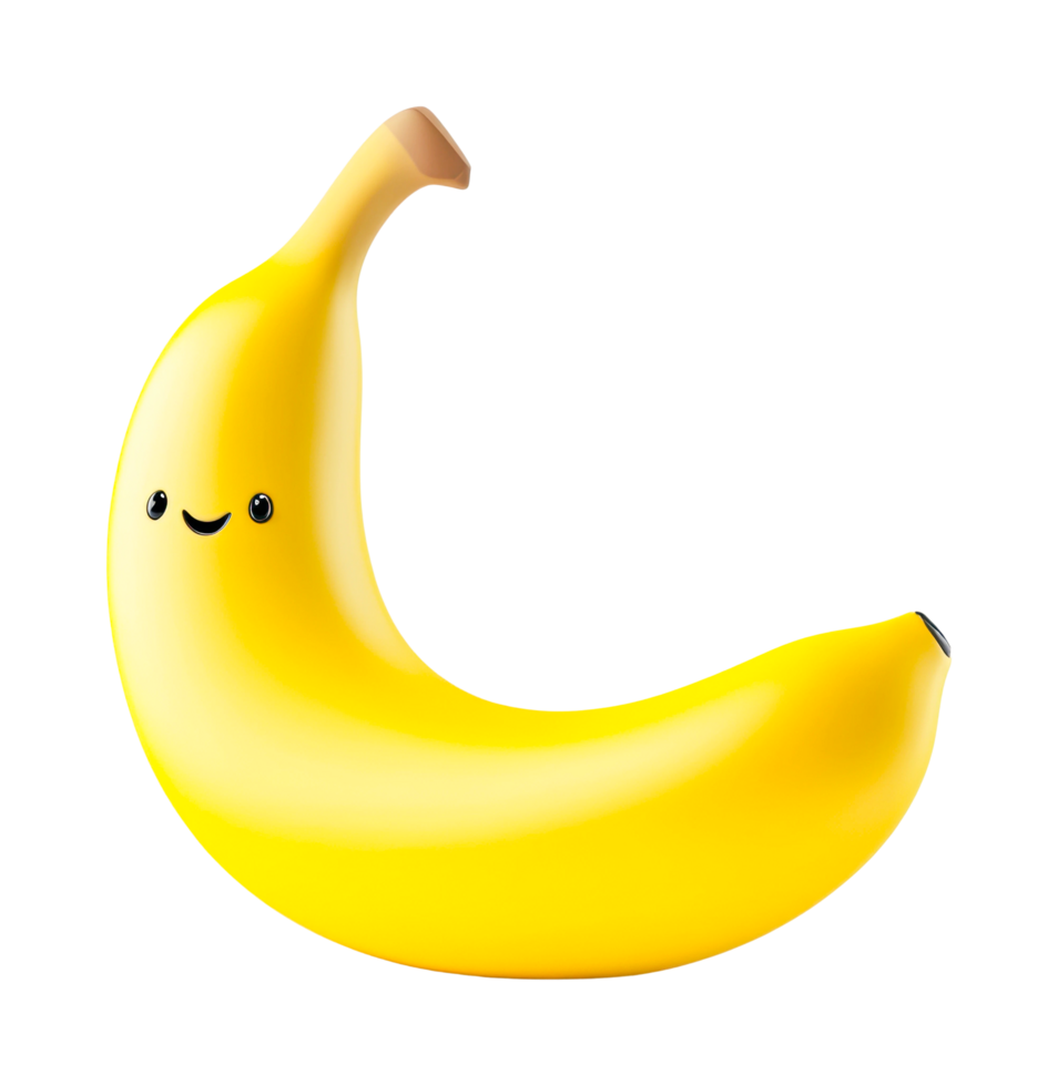 Cute smiling cartoon banana with cheerful expression png