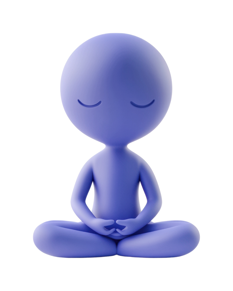 Peaceful meditation of simplistic blue figure in yoga pose png