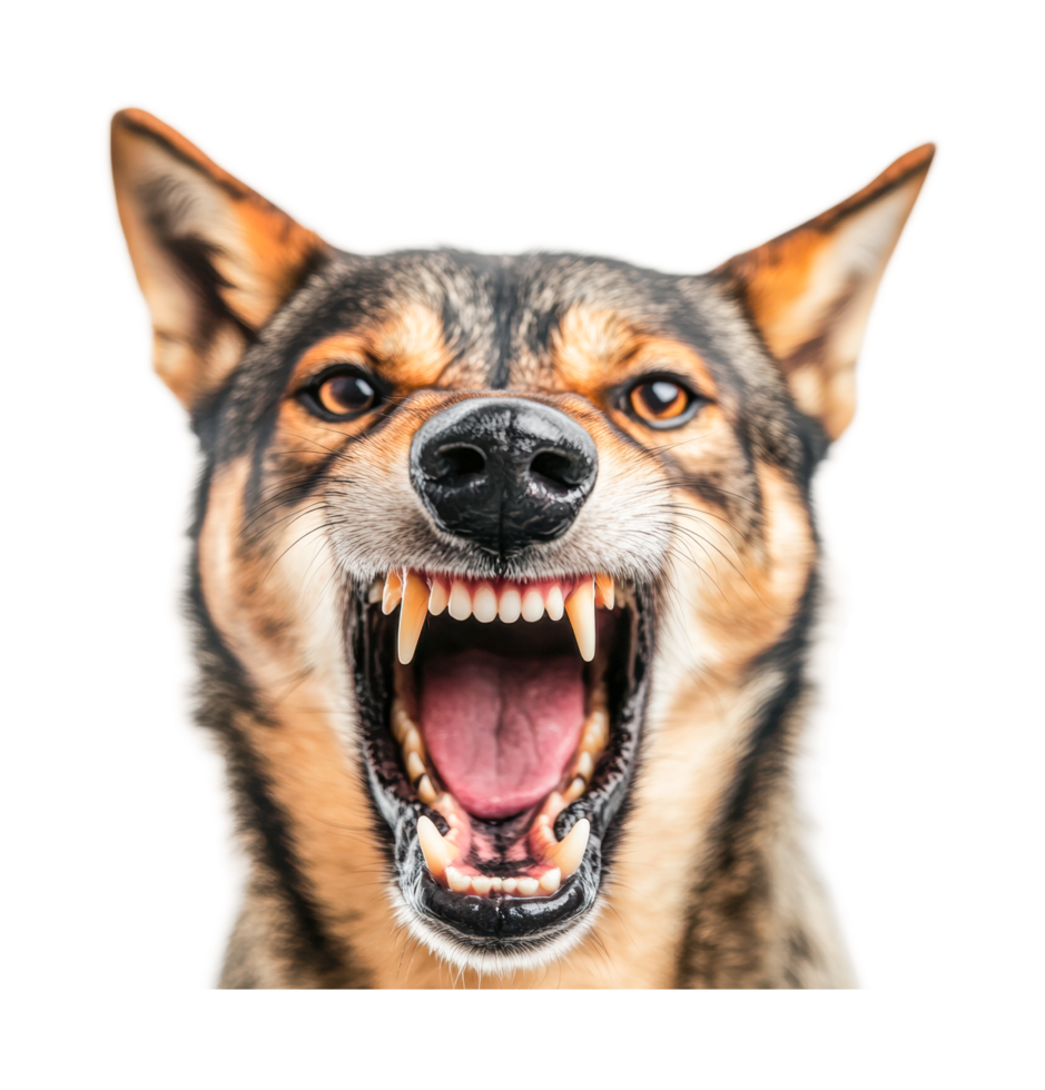Fierce snarling dog with bared teeth close-up png