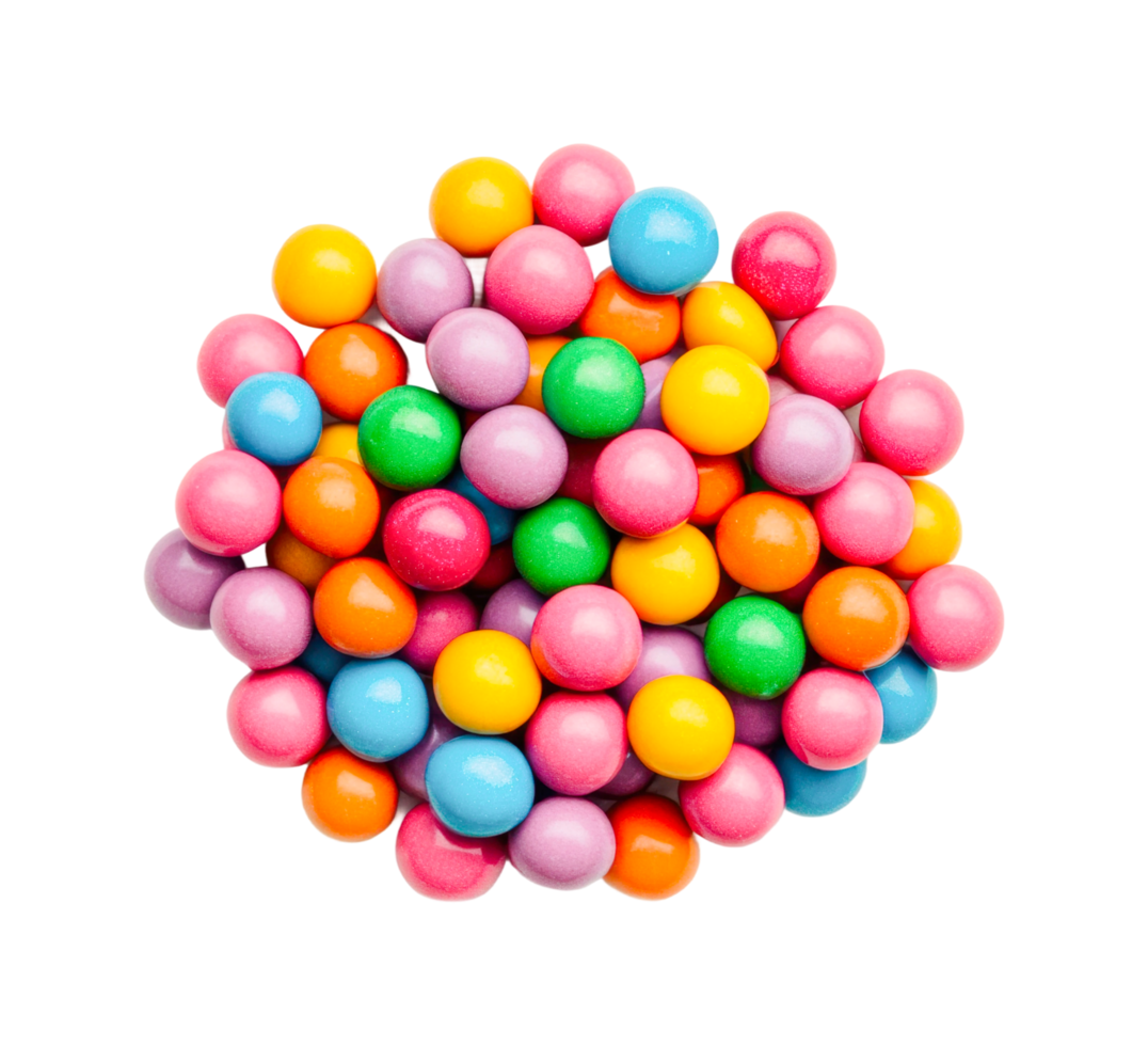 Colorful assortment of round multicolored candy balls png