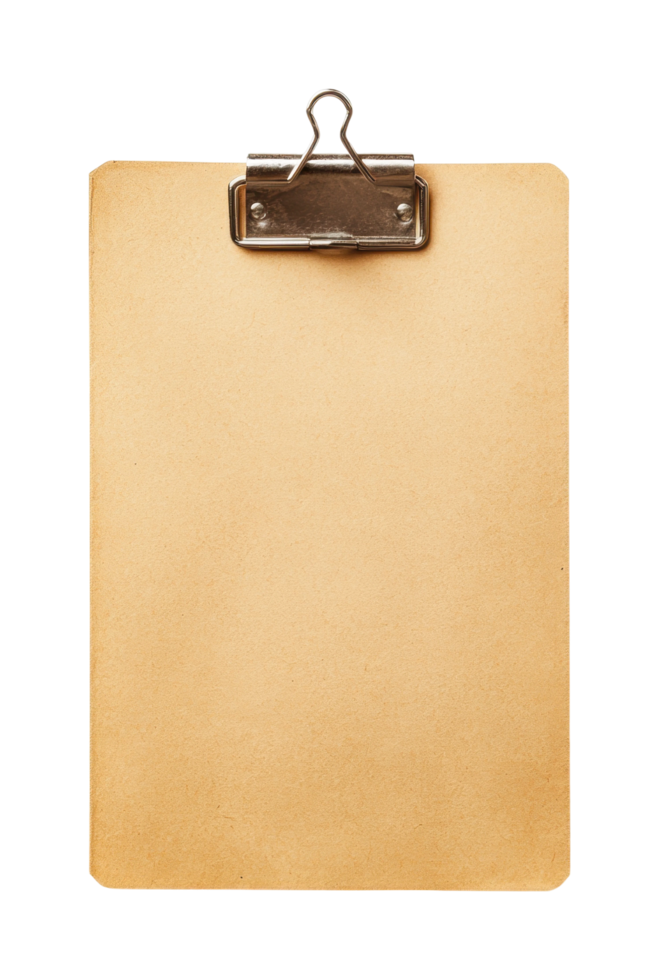 Blank clipboard on white background for office and educational use png
