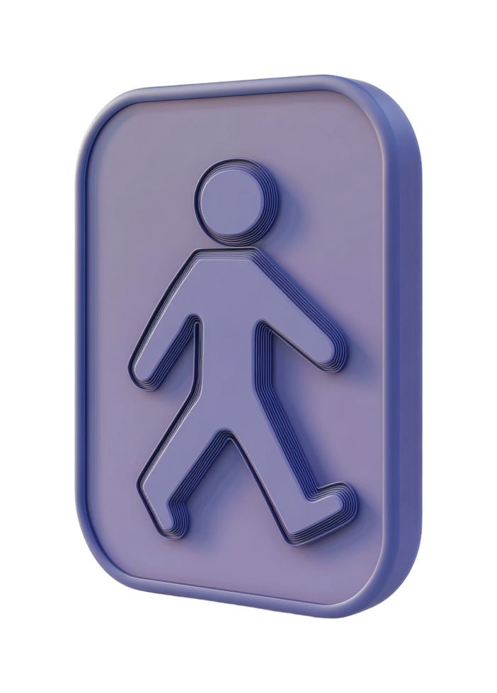 Minimalistic pedestrian icon signage in 3d style png