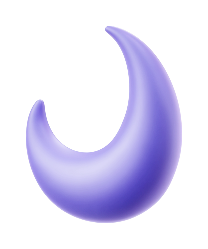 Smooth curved purple moon icon design for night themes png