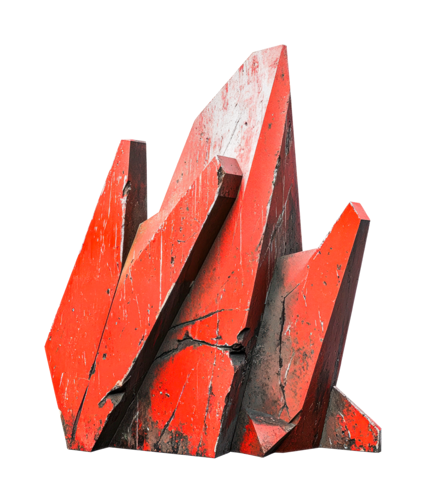 Angular red rock formation with cracks png
