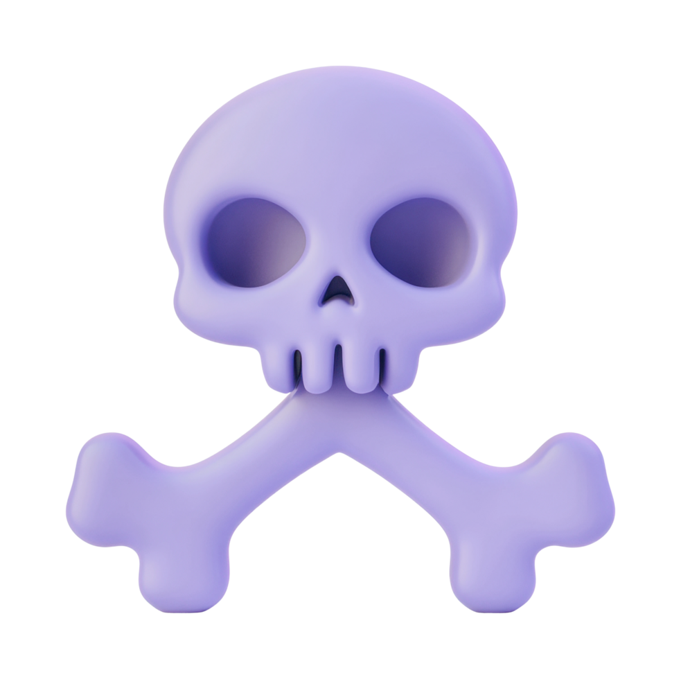 Purple skull and crossbones icon with cartoon design png