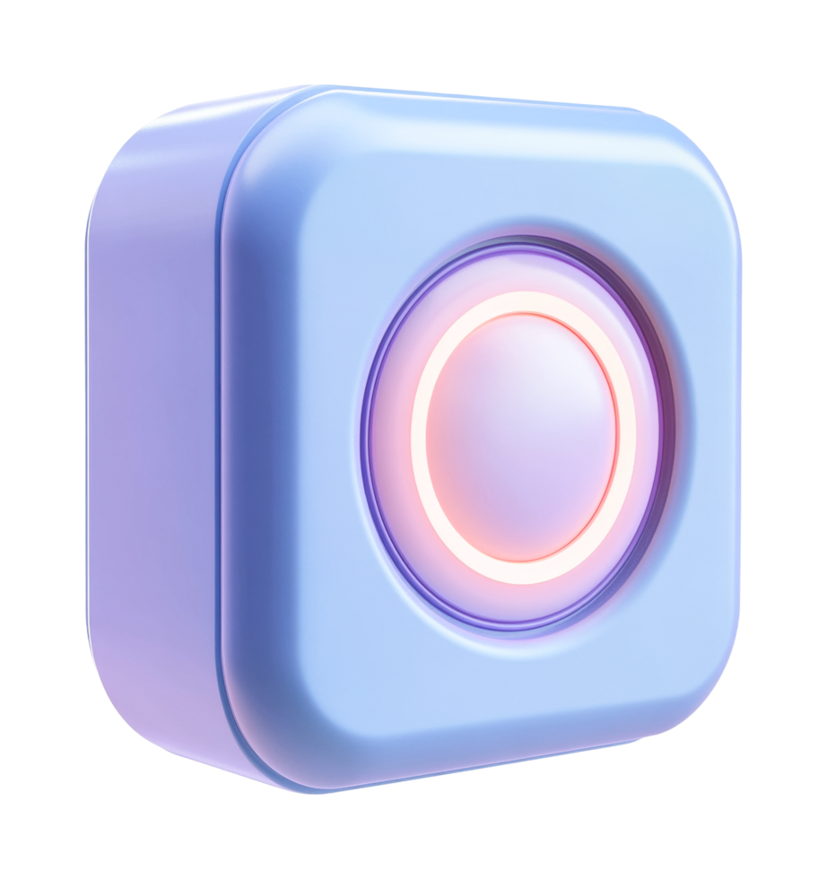 Futuristic rounded button with glowing circle on smooth surface png