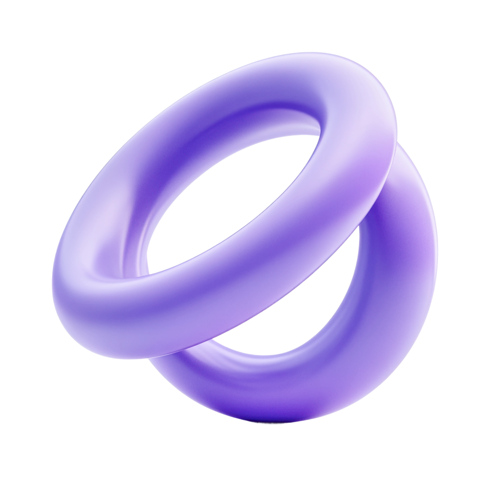 Interlocked purple rings floating in space png