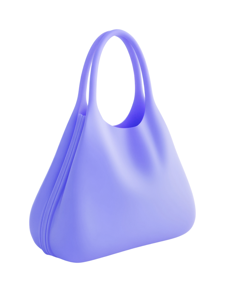 Stylish modern purple tote bag with smooth curved design png