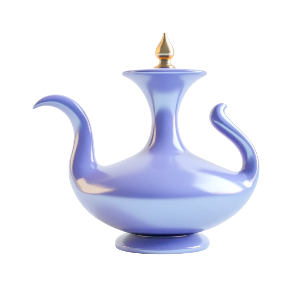 Elegant blue genie lamp with gold accents captures imagination png