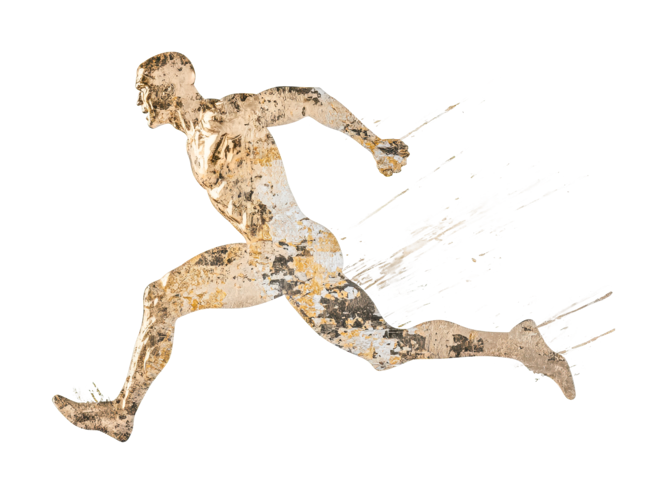 Abstract art of male runner exploding with energy png