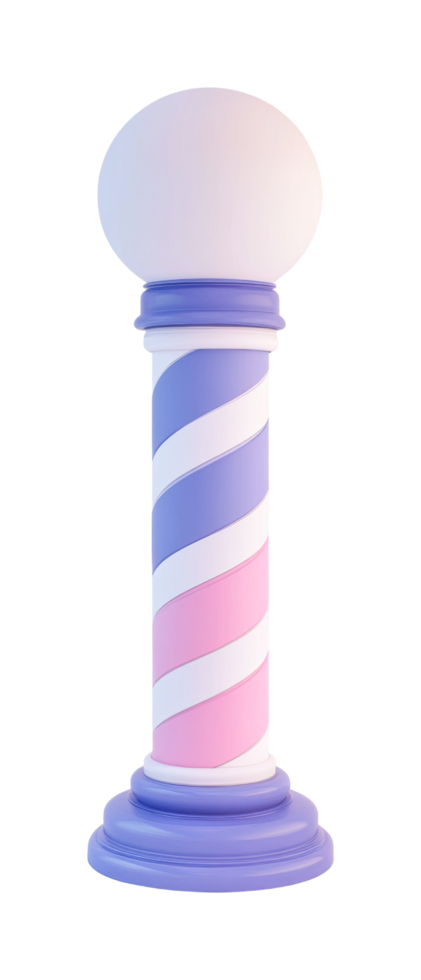 Classic barber pole with colorful spiral design png