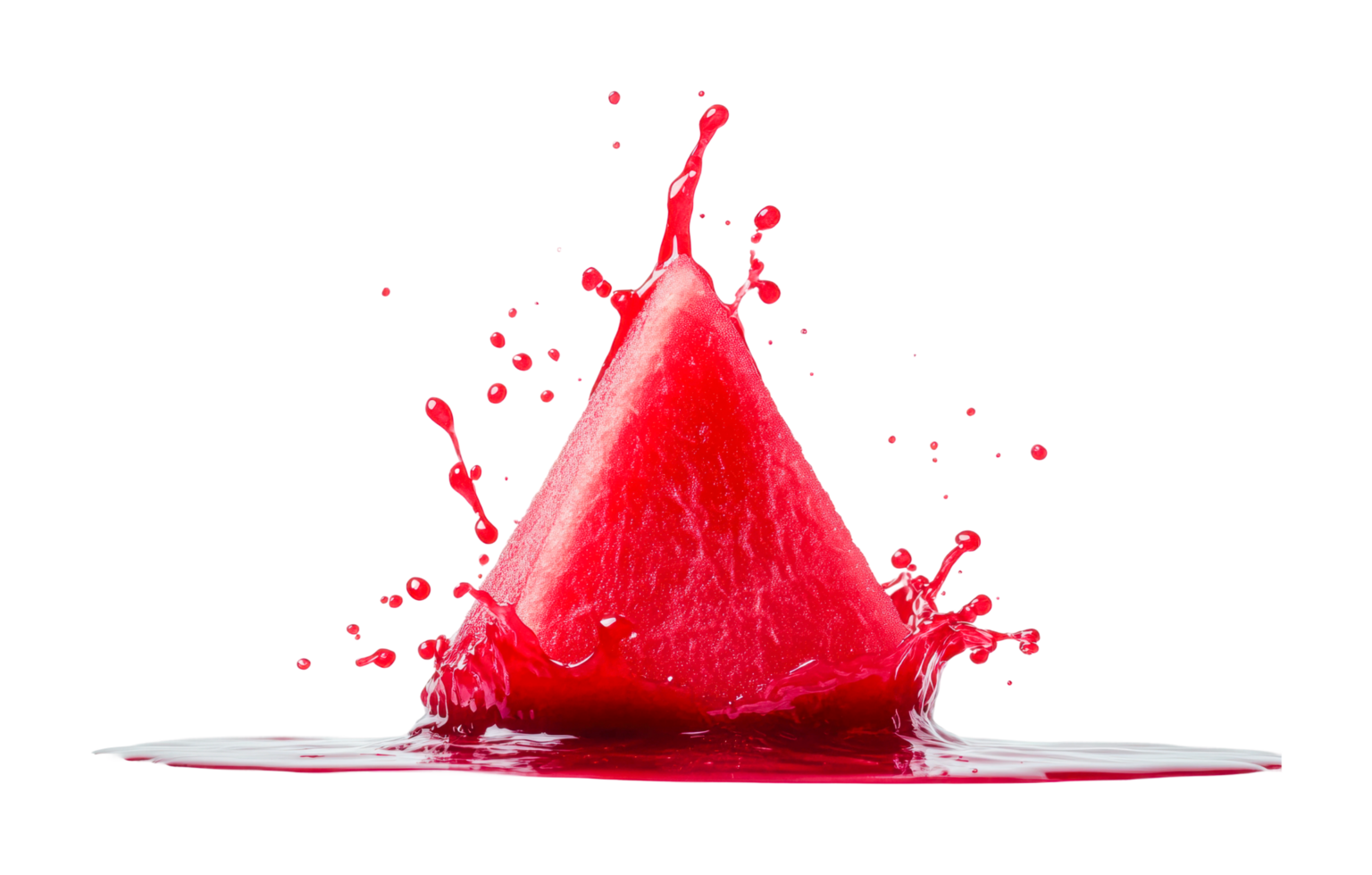 Juicy watermelon slice with dynamic splash on surface png