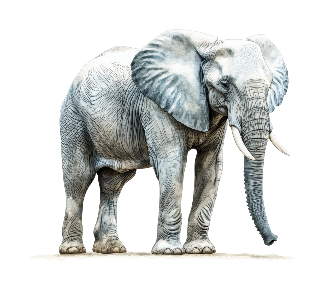 Majestic african elephant in detailed side view with intricate skin texture png