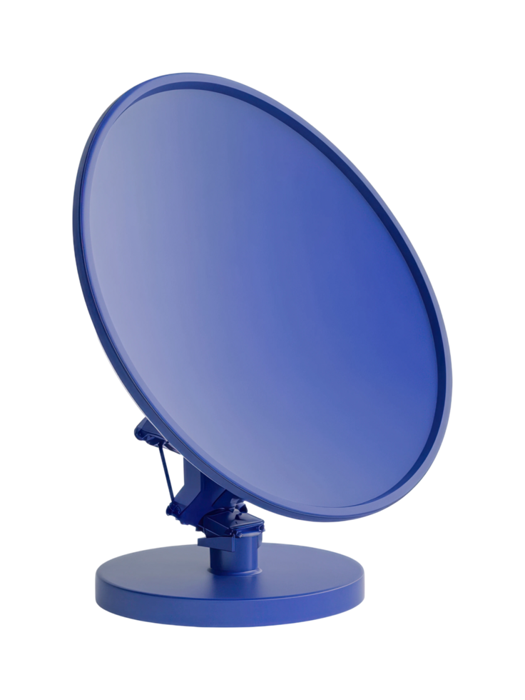 Modern blue satellite dish for enhanced signal reception and communication png