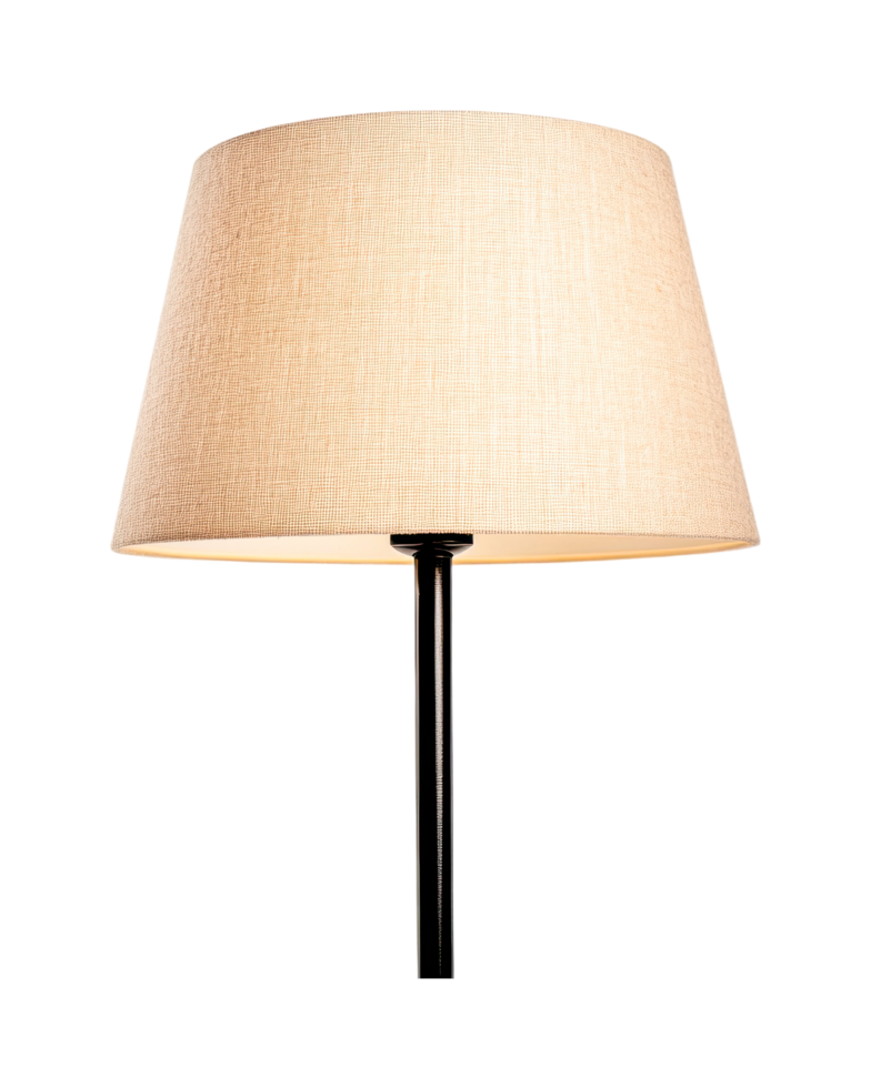 Elegant modern lampshade on slim black stand for home decor png