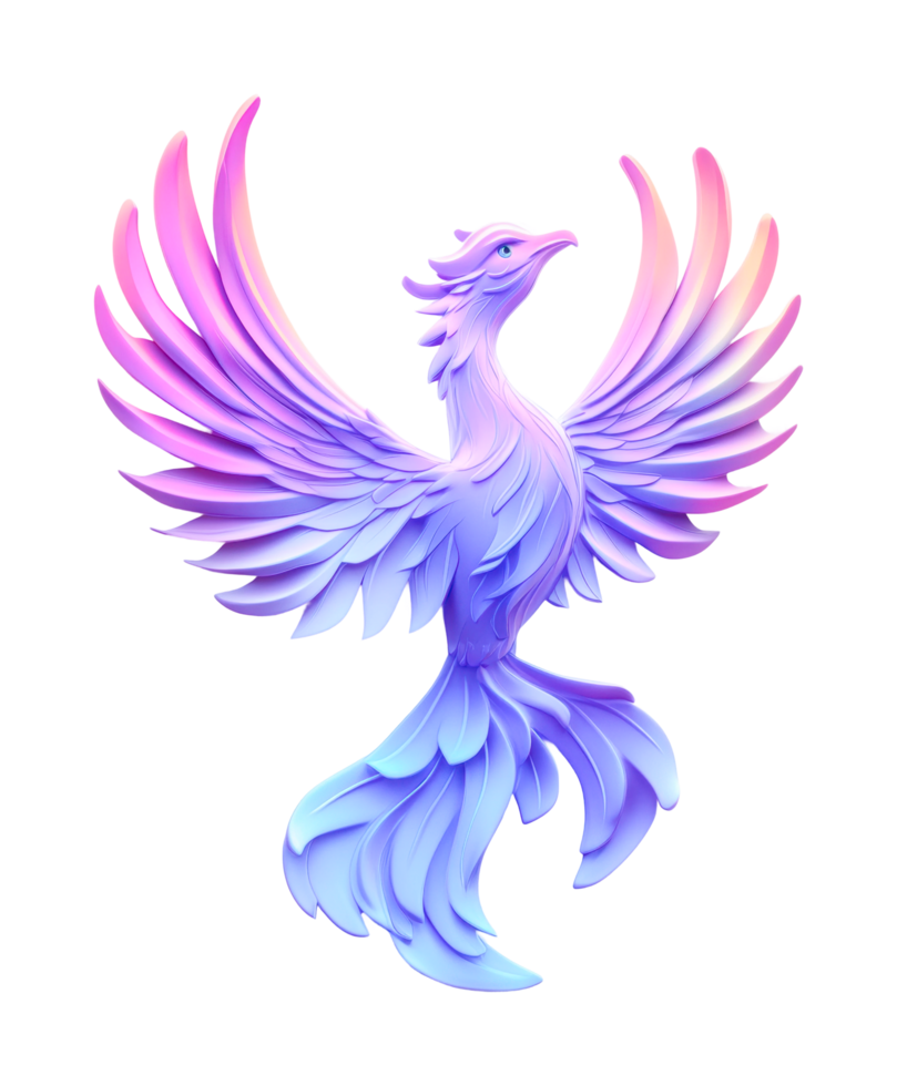 Vibrant phoenix bird soaring with colorful wings in majestic flight png