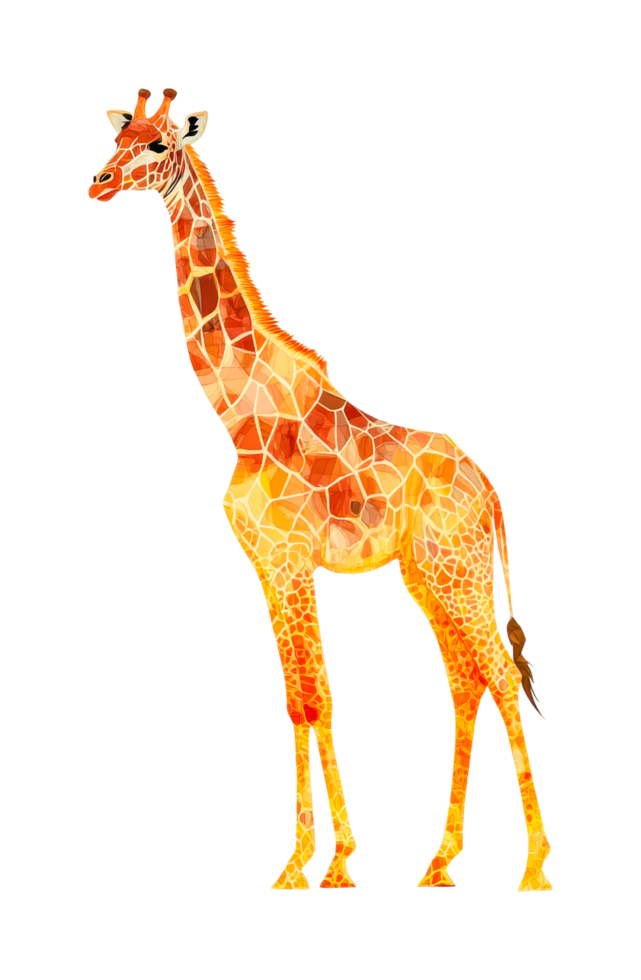 Elegant giraffe with mosaic pattern design png