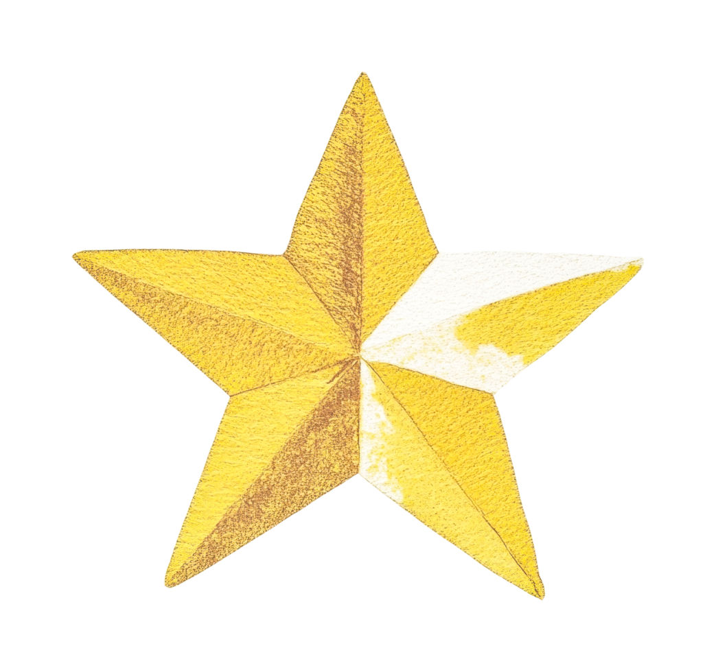 Golden textured five-point star illustration on black png