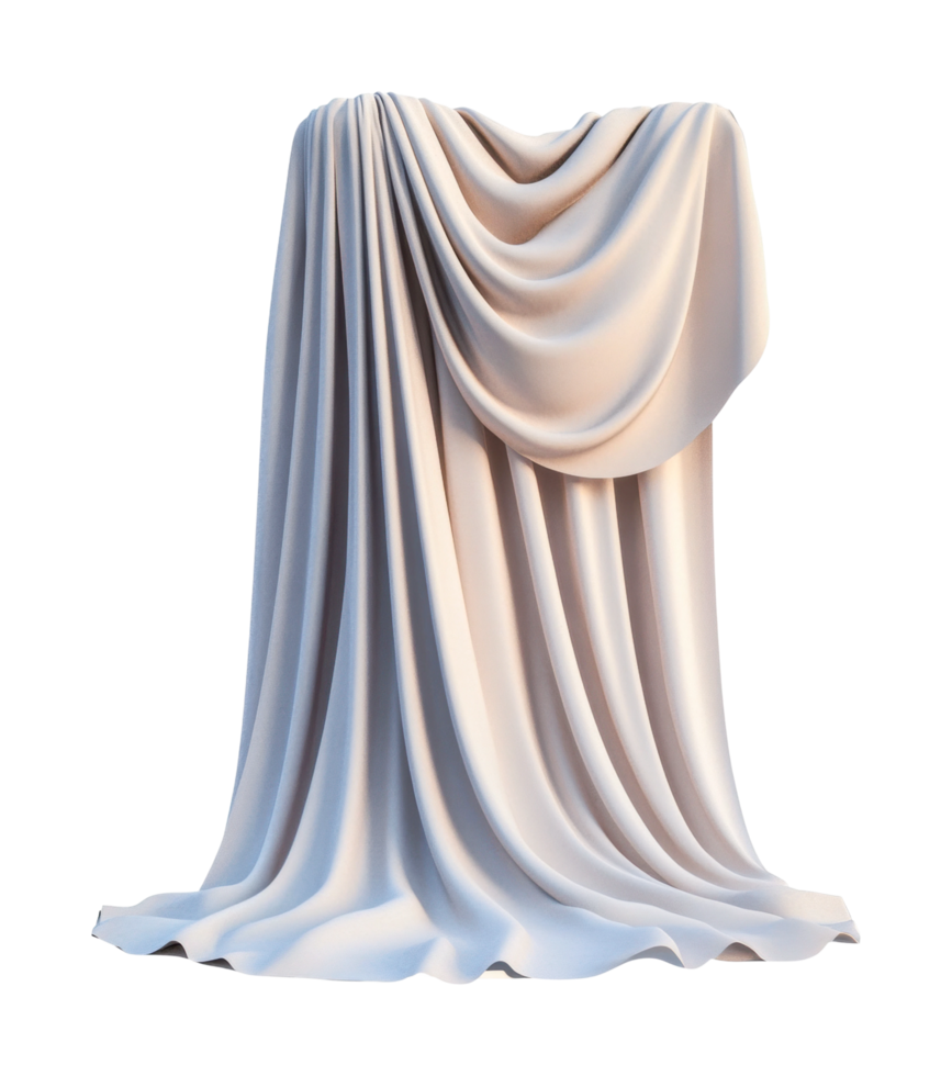 Elegant cascading fabric drape with smooth pleats in soft light png