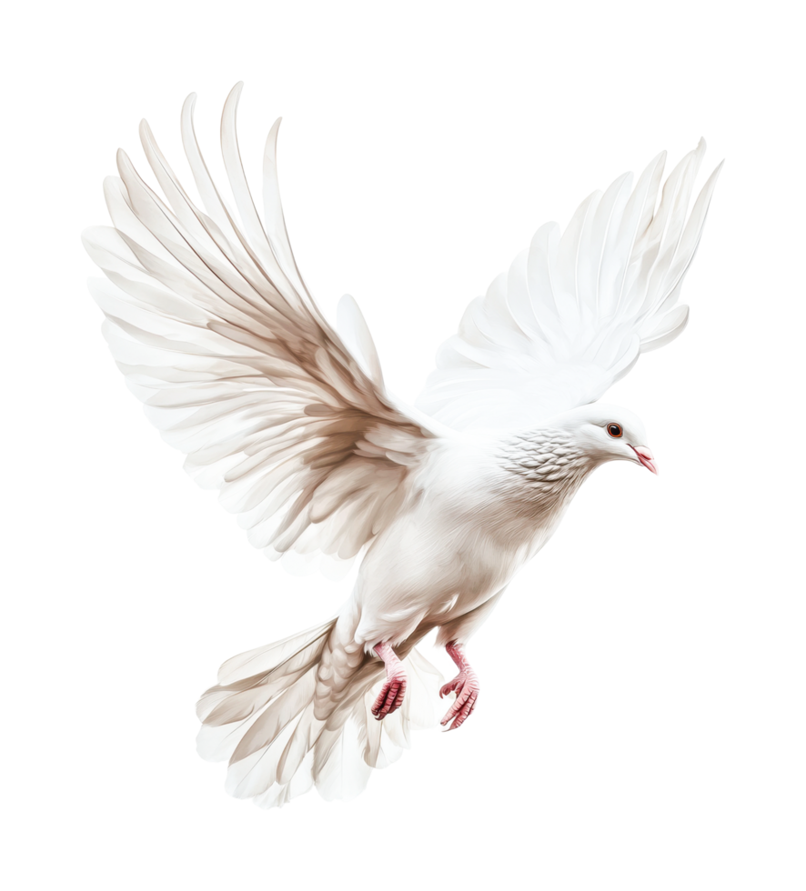 Majestic white dove in flight with outstretched wings png