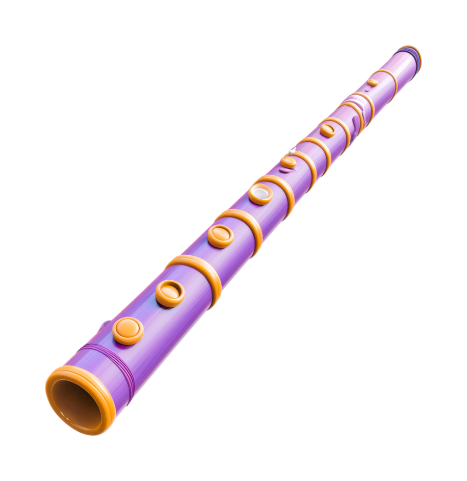Traditional purple flute with gold accents design png