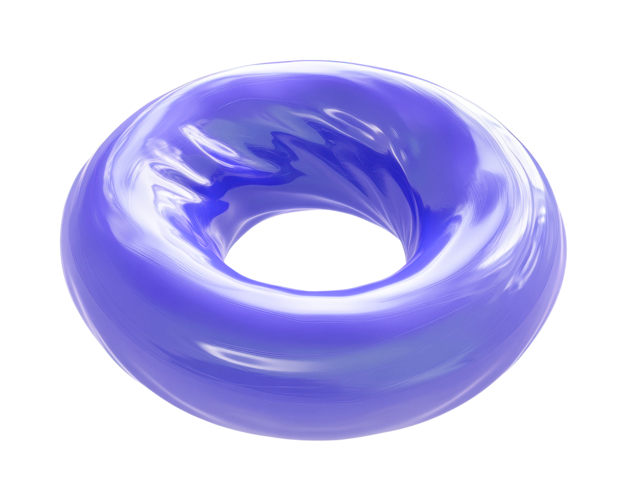 Shiny blue torus shape with smooth glossy surface png