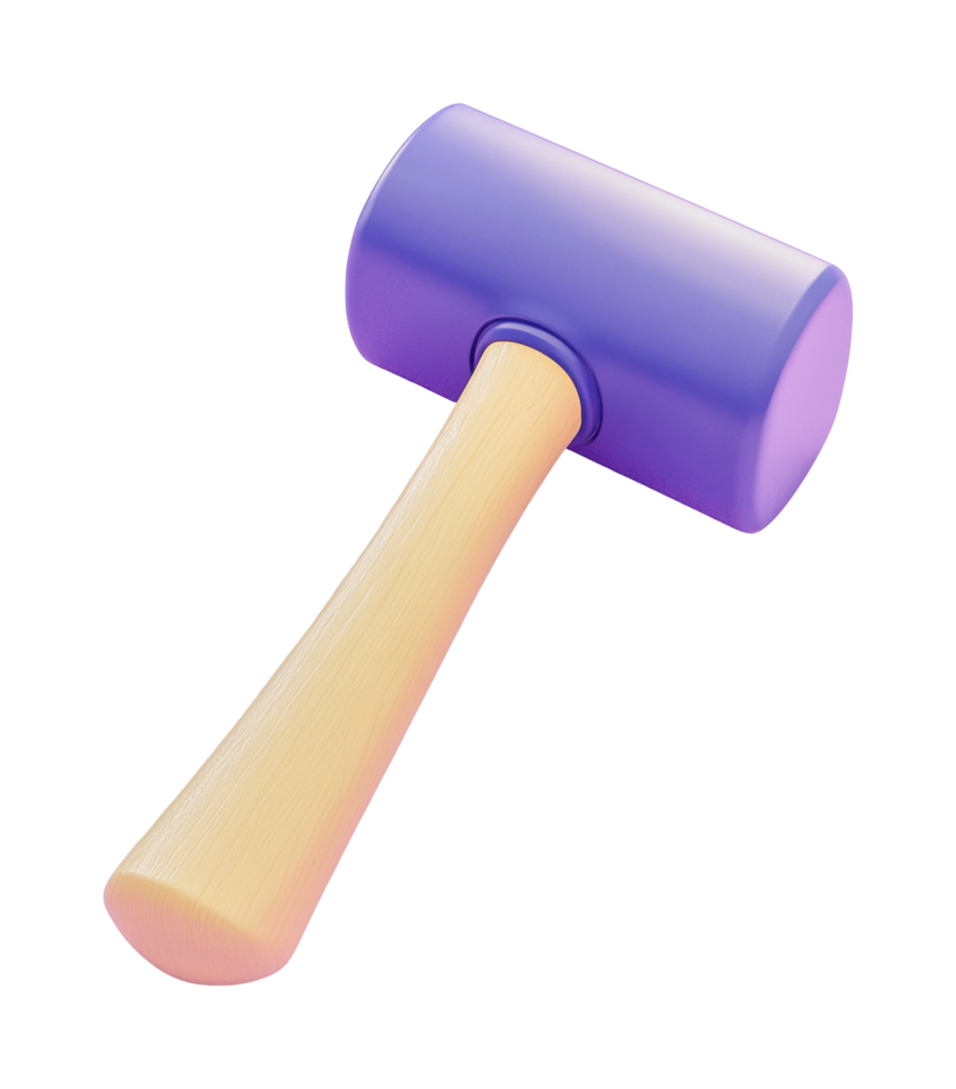 Wooden handle with purple mallet head png