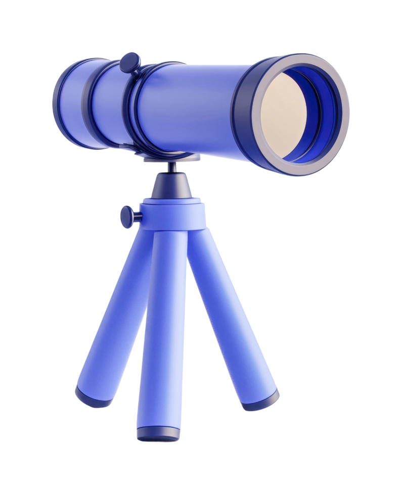 Blue telescope with tripod for astronomy enthusiasts png