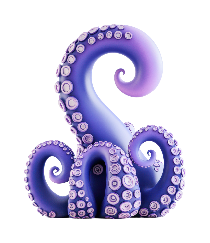 Purple octopus tentacles with suction cups in spiral pattern png