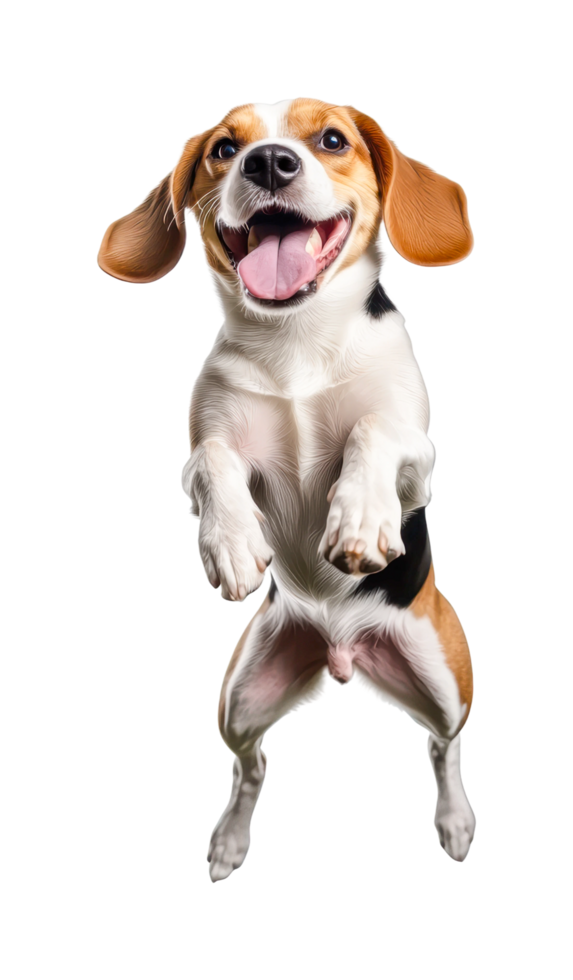 Energetic beagle jumping with joy and playfulness png