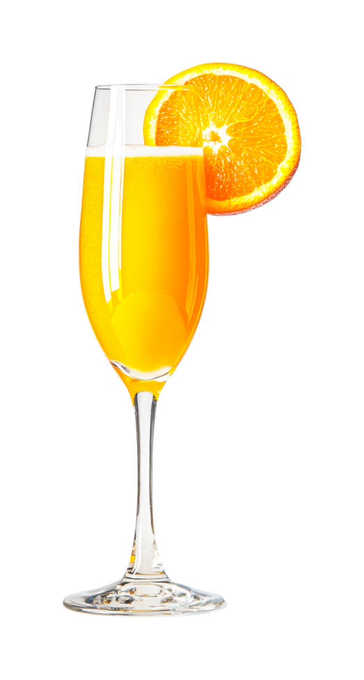 Sparkling orange mimosa with fresh orange garnish in elegant glass png