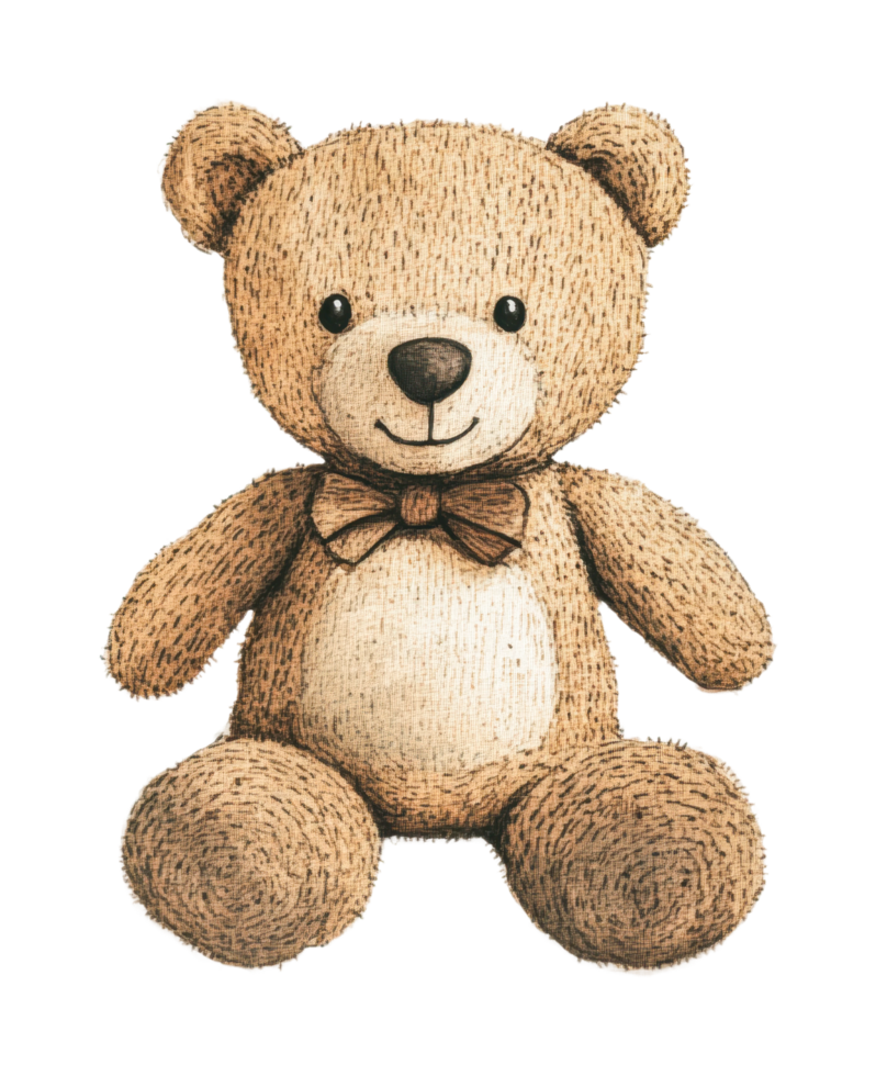 Plush teddy bear with bowtie for kids' playrooms and nurseries png