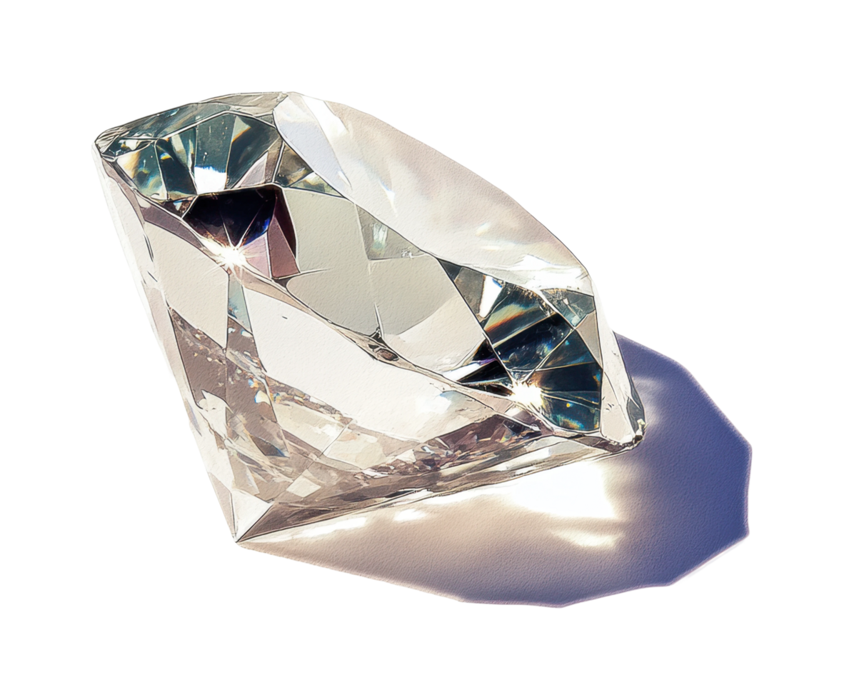 Sparkling diamond gemstone close-up with detailed facets and light reflection png