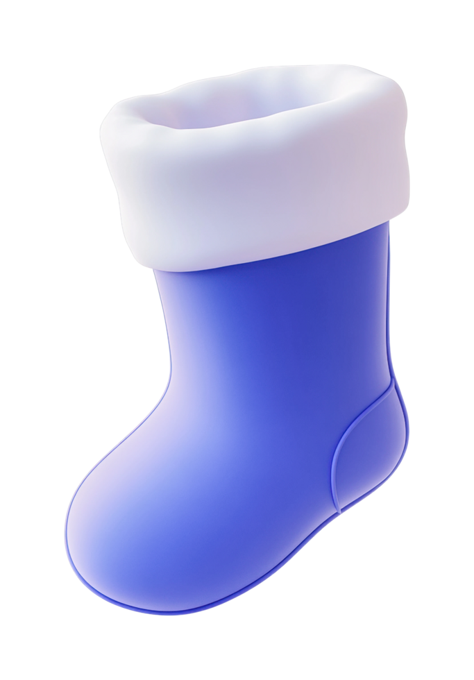 Blue christmas boot with white trim for holiday decor png