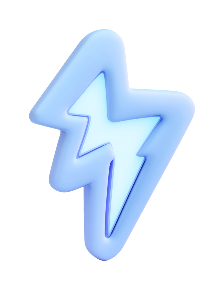 Stylized blue lightning bolt icon with modern design elements png