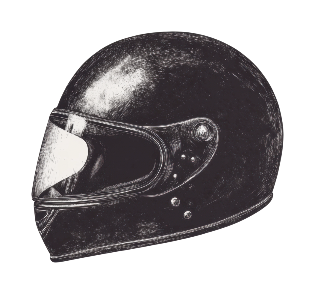Detailed illustration of a classic motorcycle helmet design png