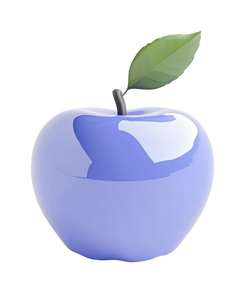 Glossy blue apple with leaf artistic concept image png