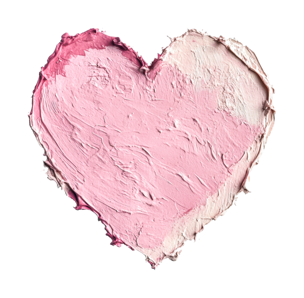 Textured pink heart shape with brush strokes on black png