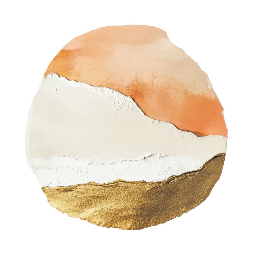 Abstract circular design with textured layers of earthy tones png