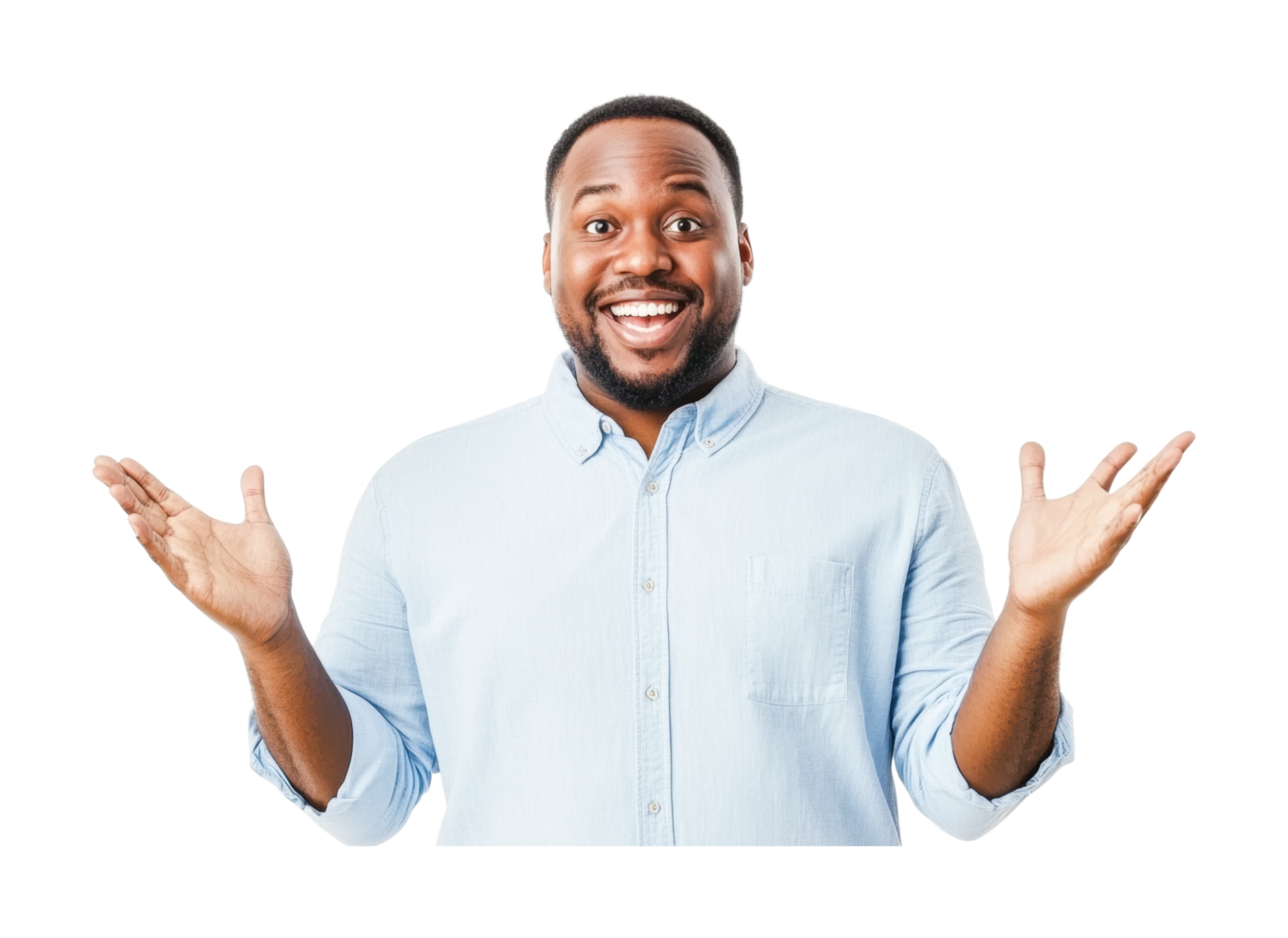 Cheerful african adult male smiling with open arms png