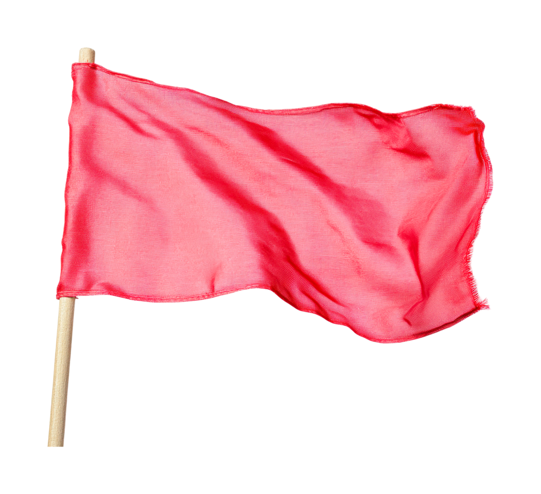 Red flag waving on wooden pole symbolizing warning or caution png