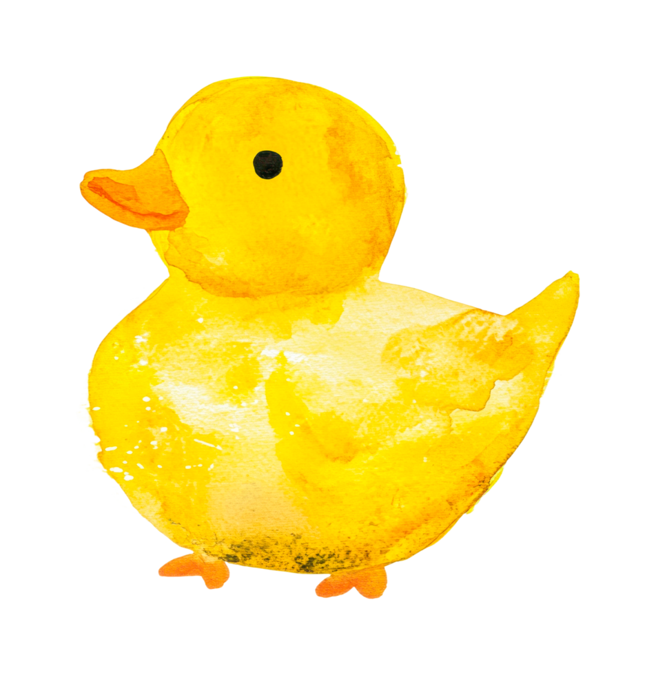Cute yellow duckling watercolor art with charming expression png
