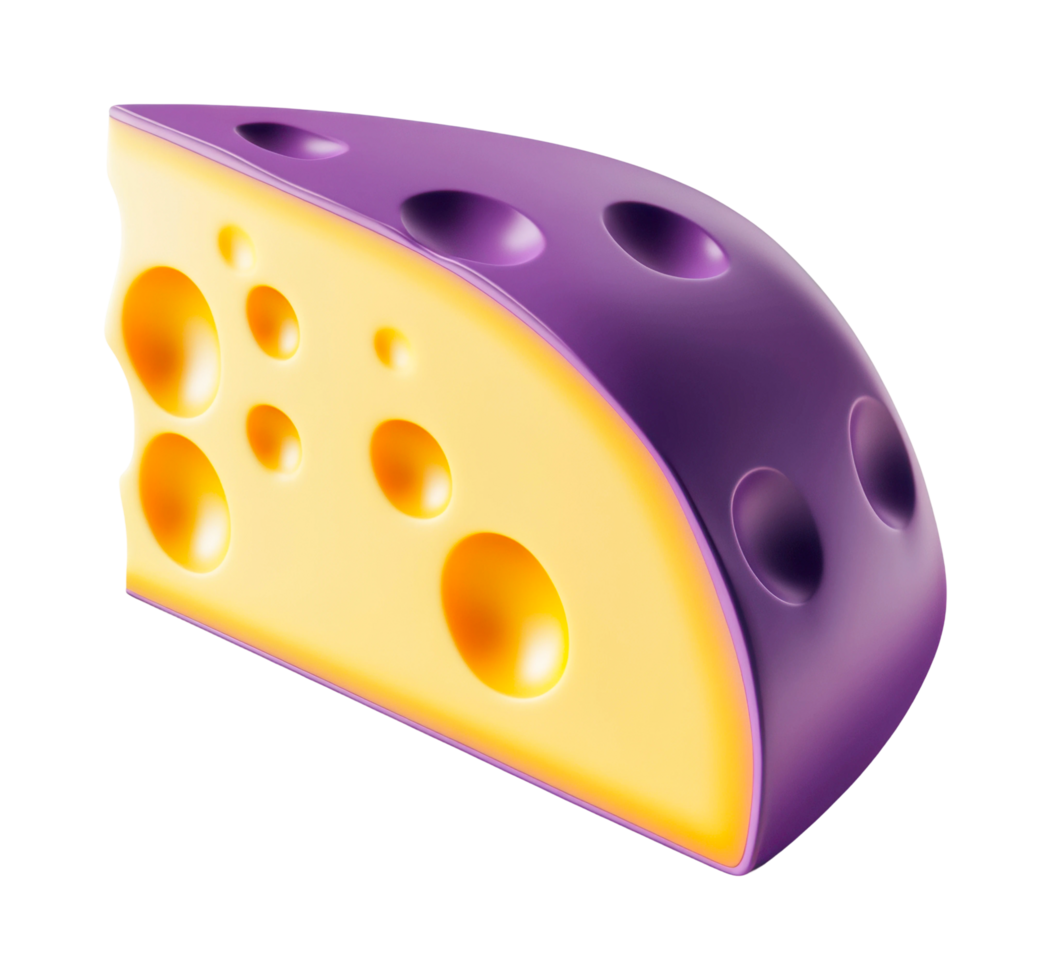 Swiss cheese with unique purple-rind design and holes png