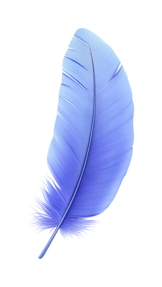 Vibrant blue feather with intricate details and textured surface png