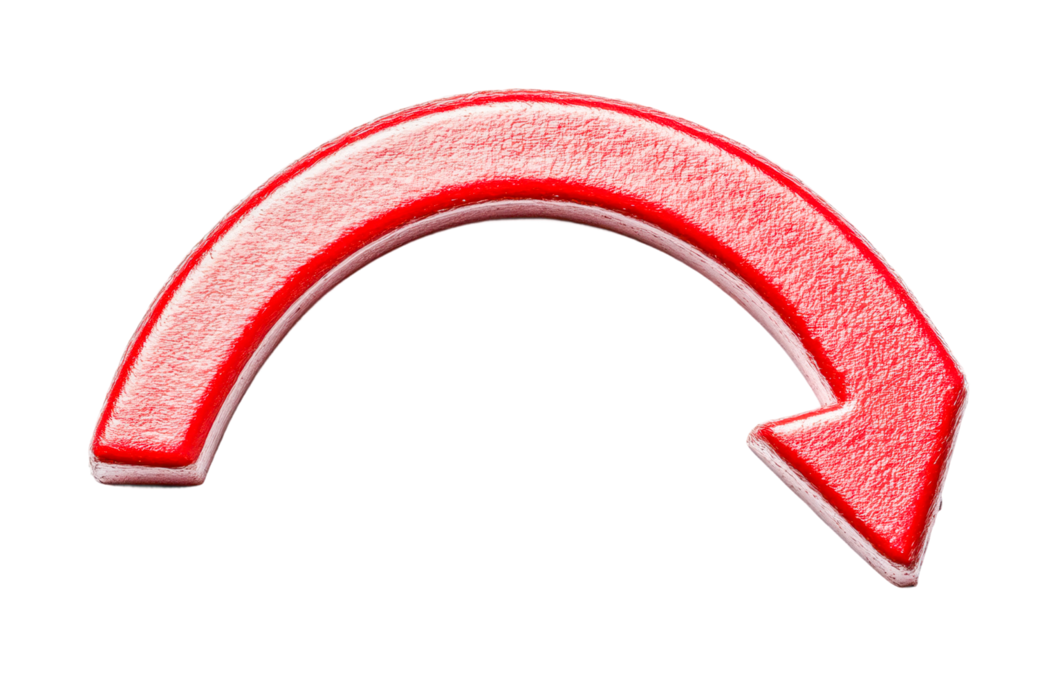 Red curved arrow symbol with downward point png