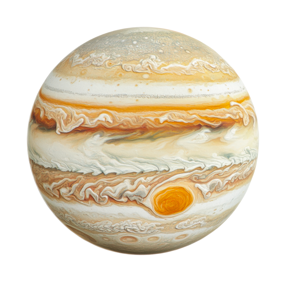 Jupiter's great red spot and atmospheric bands in detailed view png