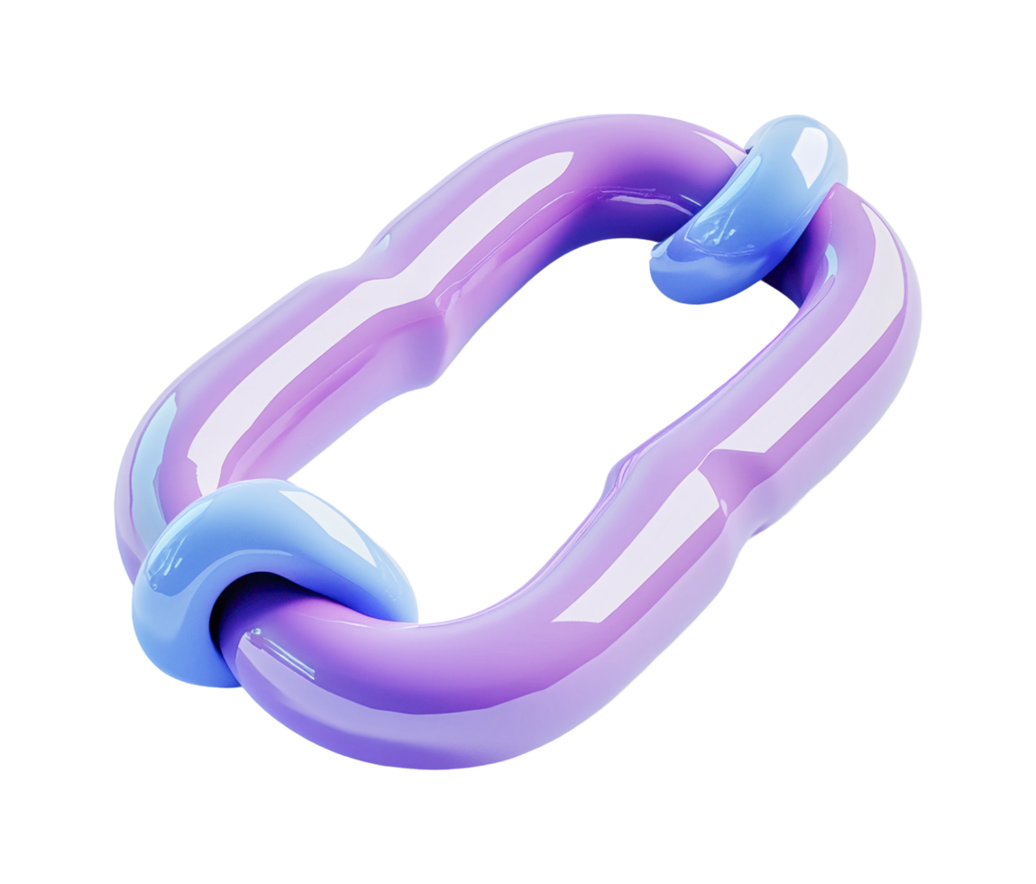 Colorful 3d chain link with glossy purple and blue finish png