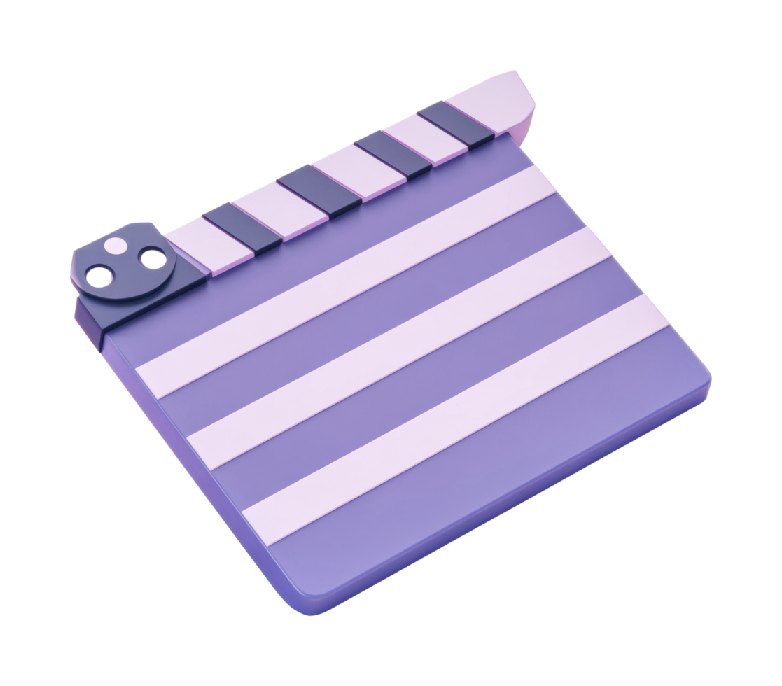 Purple and pink clapperboard icon with unique design details png