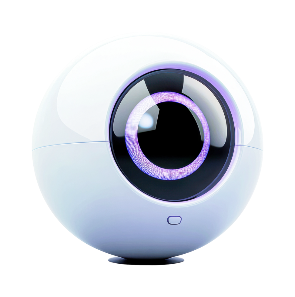 Futuristic spherical robot with digital eye technology png
